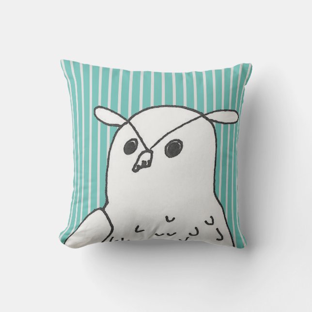 Almofada Coruja-de-Cuta-Stripes Azul Artístico (Frente)