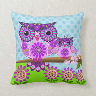 Almofada Coruja de flower power e seu owlet