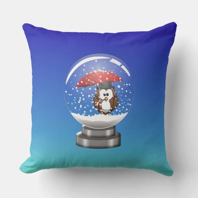 Almofada coruja de globo de neve (Frente)