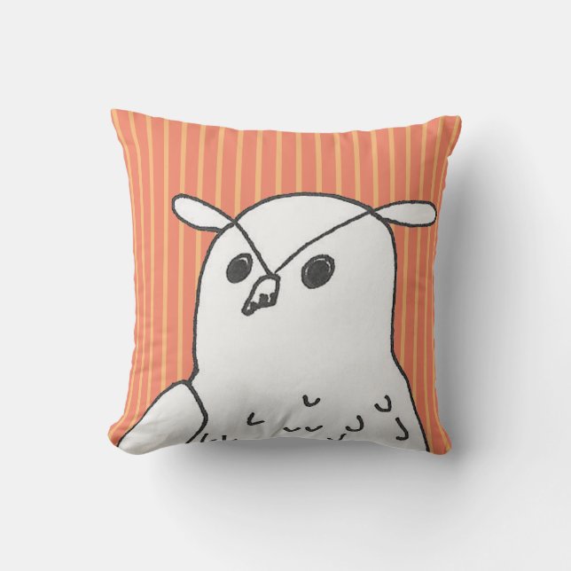 Almofada Coruja fofa Stripes Laranja (Frente)