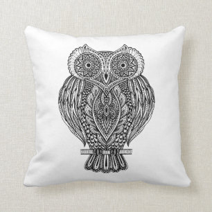 Almofada Coruja ornamentado tirada mão inspirada