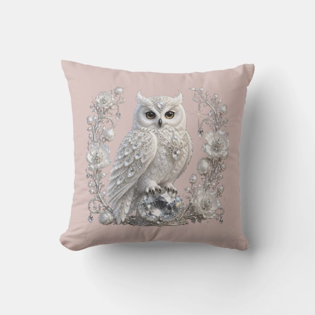 Almofada Coruja Pérola Cristal Branco (Frente)