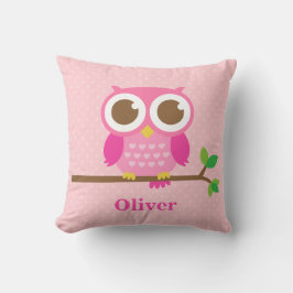 Almofada Coruja Rosa Fofa em Galho Decoração de Quarto de M