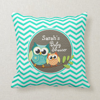 Almofada Corujas Cutes; Aqua Green Chevron
