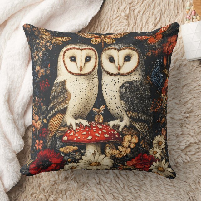 Almofada Corujas, mariposas e cogumelos (Cobertor)