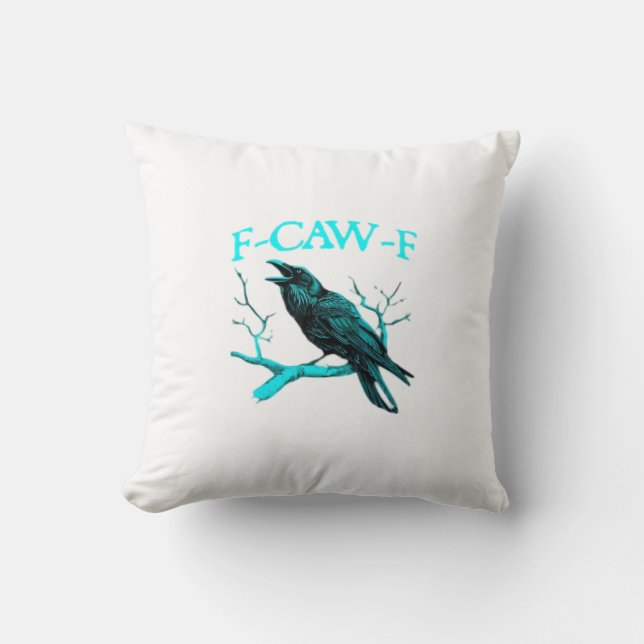 Almofada Corvo F-Caw-F Pássaro Engraçado Retro (Frente)