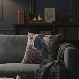 Almofada Corvo Gótico e Rosas