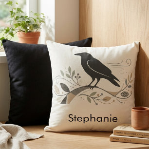 Almofada Corvo Nórdico Arte Escandinava Personalizada para