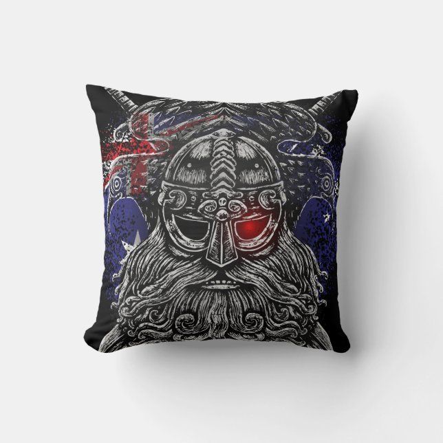 Almofada corvos de Odin espadas Mitologia Viking bandeira d (Frente)