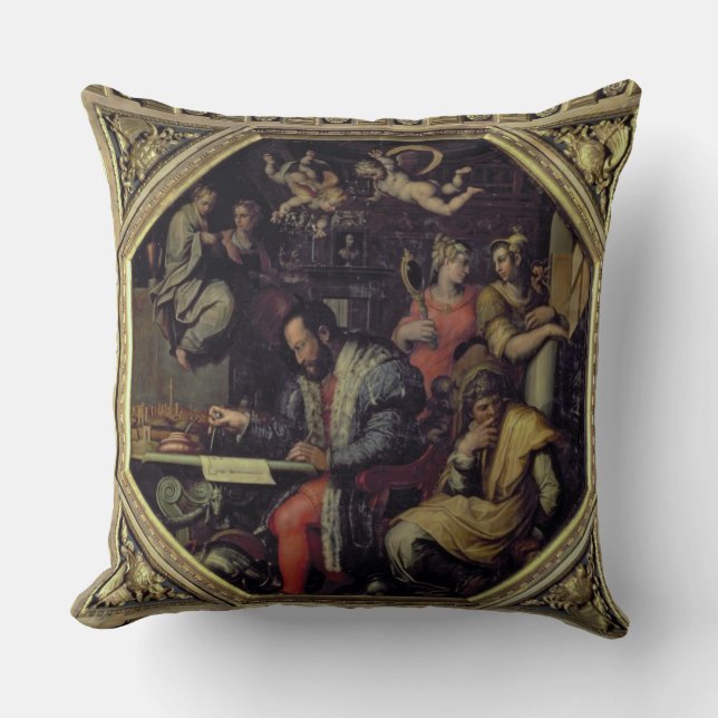 Almofada Cosimo mim de Medici (1519-74) que planeia os (Frente)