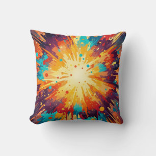 Almofada Cosmic Burst Abstract Splatter Art