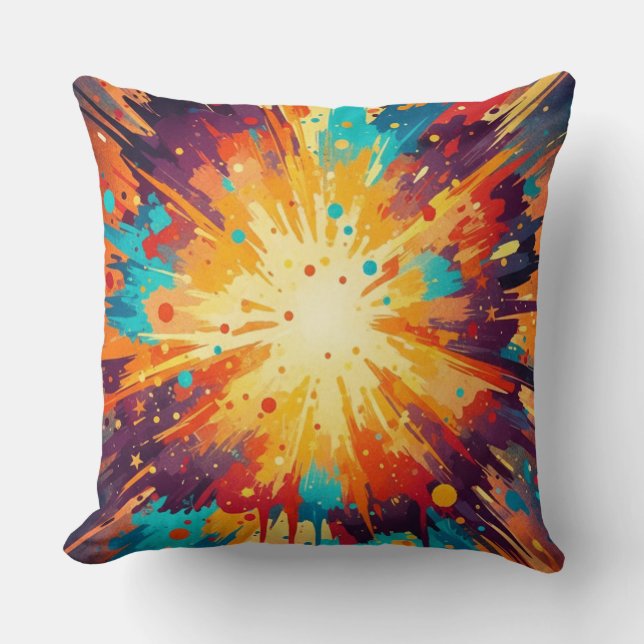Almofada Cosmic Burst Abstract Splatter Art (Frente)