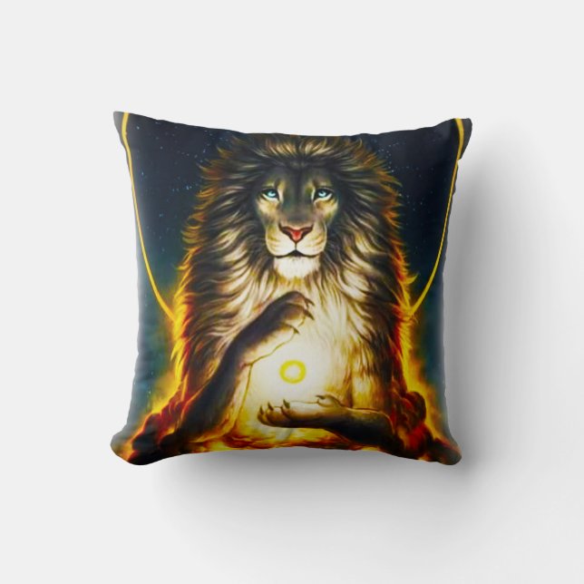 Almofada Cosmic Lion Warrior Throw Pillow (Frente)