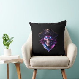 Almofada Cosmic Pirate Skull Galaxy Throw Pillow