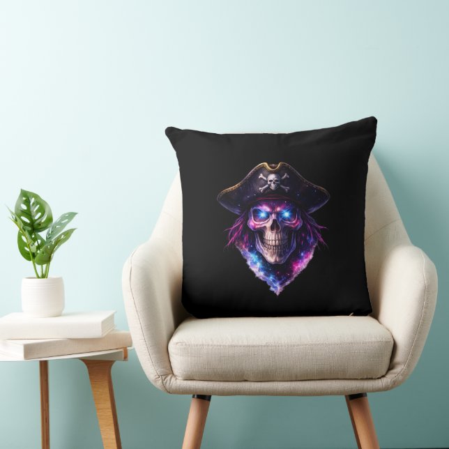 Almofada Cosmic Pirate Skull Galaxy Throw Pillow (Cadeira)