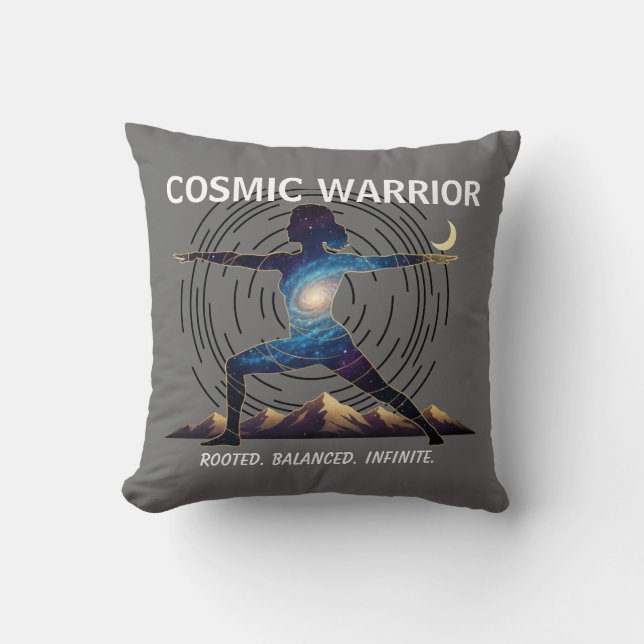 Almofada Cosmic Yoga Warrior | Galaxy Body Pose (Frente)
