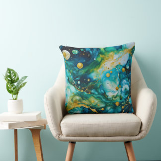 Almofada Cosmos Dourado de Álcool Verde Azul