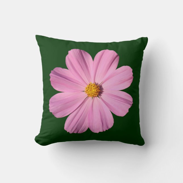 Almofada Cosmos rosa - Verde escuro (Frente)
