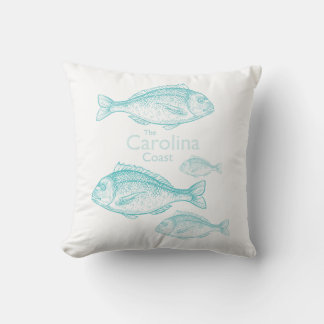 Almofada Costa da Carolina Vintage Turquesa Peixe de Água S