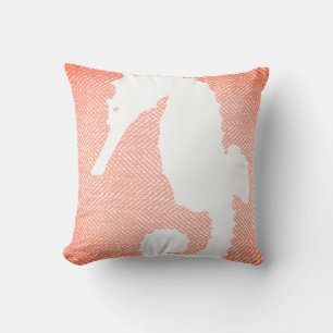 Almofada Costeira Coral Herringbone e White Seahorse