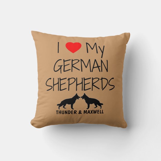 Almofada Costume Adoro Meus Dois German shepherd (Frente)