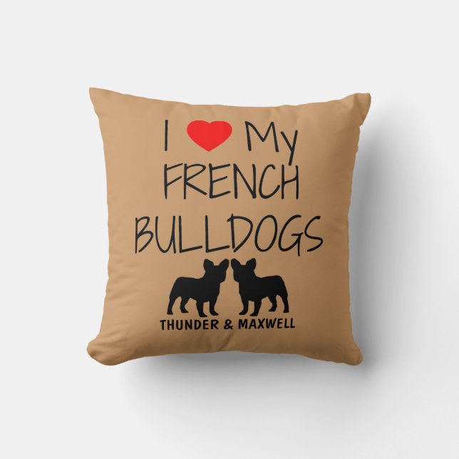 Almofada Costume Amo Meus Dois Buldogues Franceses (Frente)