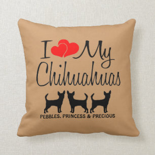 Almofada Costume Amo Os Meus Três Cães Chihuahua
