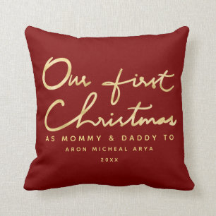 Almofada Costume nosso primeiro Natal como mamães e pai a