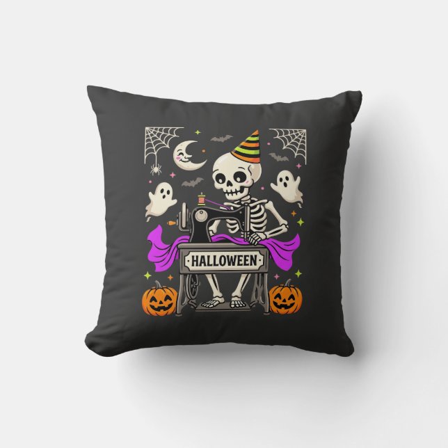 Almofada Costura de Halloween Esqueleto Fantasma Assustador (Frente)