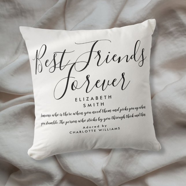 Almofada Cota de Script Elegante Moderno dos Melhores Amigo (Best Friends Forever Modern Elegant Script Quote Throw Pillow)