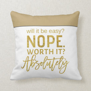 Almofada Cotação Motivacional/Tipografia Dourada