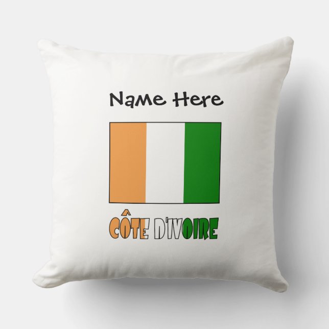 Almofada Côte d'Ivoire Bandeira da Costa do Marfim Preta Pe (Frente)
