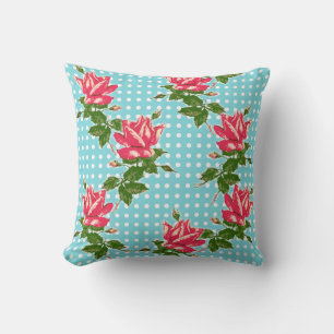 Almofada Cottage Chic Repolho Rosas e Pontos