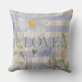 Almofada Country Love Floral Blue Gingham And Daisies