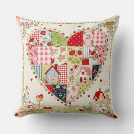 Almofada Country Style Patchwork Heart .