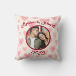 Almofada Couple’s Love Photo Watercolor Heart Pillow