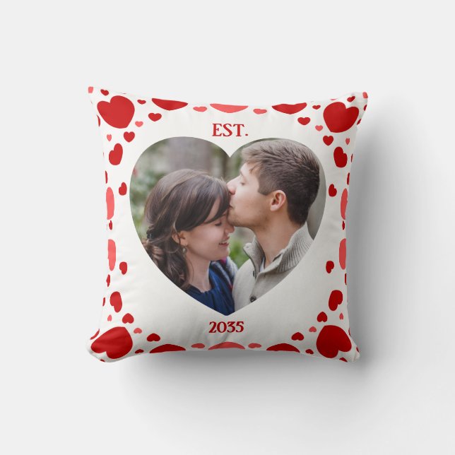 Almofada Couples Love Keepsake Heart Photo Throw Pillow (Frente)