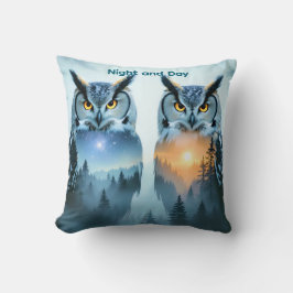 Almofada Couple's Owl Night and Day Throw Pillow