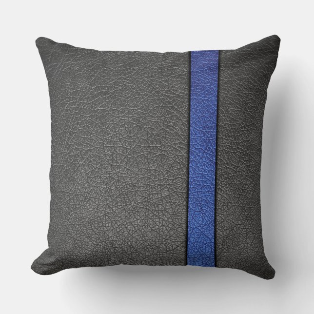 Almofada Couro Azul e Cinza (Frente)
