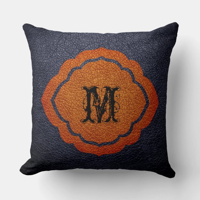 Almofada Couro castanho-preto (Frente)