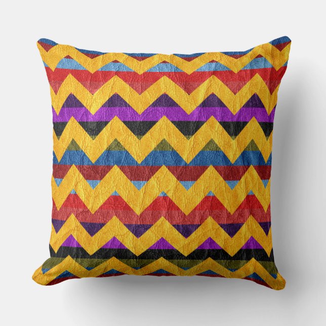Almofada Couro-Chevron Amarelo Moderno (Frente)