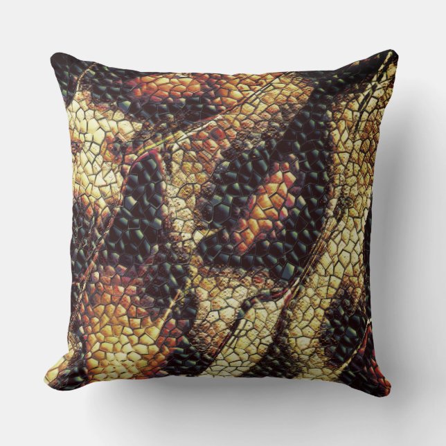 Almofada Couro réptil com manchas amareladas e castanhas? (Frente)