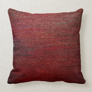Almofada Couro vermelho marrom #2