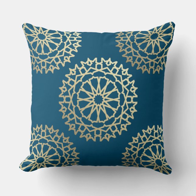 Almofada Coussin Bohême chic bleu pétrole (Frente)