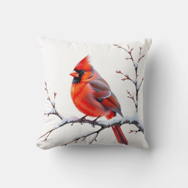 Almofada Coussin cardinal rouge – Élégance hivernale pour v (Frente)
