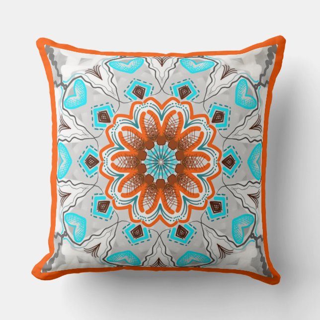 Almofada Coussin carré Jimette Design turquoise brun blanc (Frente)
