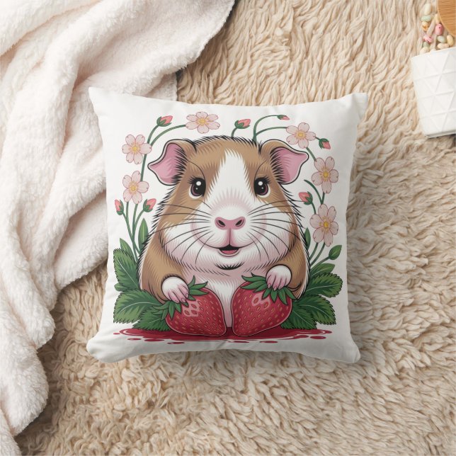 Almofada Coussin Cochon d'Inde Espiègle au Jardin de Fraise (Cobertor)