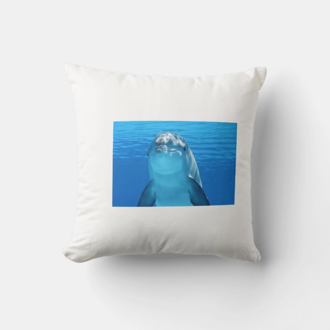 Almofada coussin dauphin, eau bleu, coussin blanc (Frente)