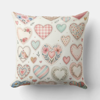 Almofada Coussin décoratif motif petits cœurs pastel