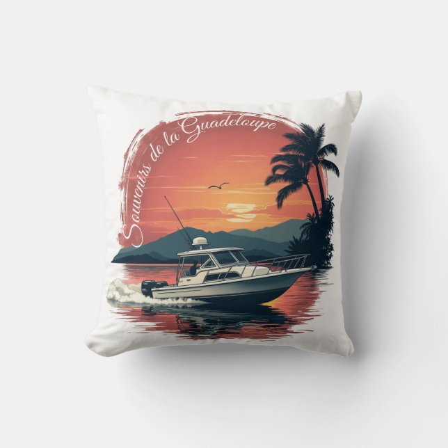 Almofada Coussin Guadeloupe Bateau Sunset | Pillow (Frente)